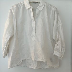Whistles crisp collared white linen shirt top button-down popover tunic size 6